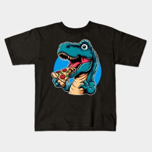 Tyrannosaurus Rex Eating Pizza Kids T-Shirt